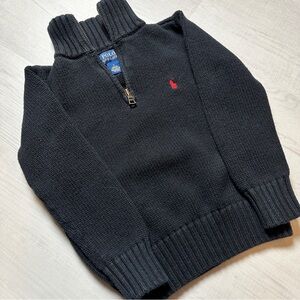 Polo by Ralph Lauren Black Half-Zip Sweater with Red Pony
